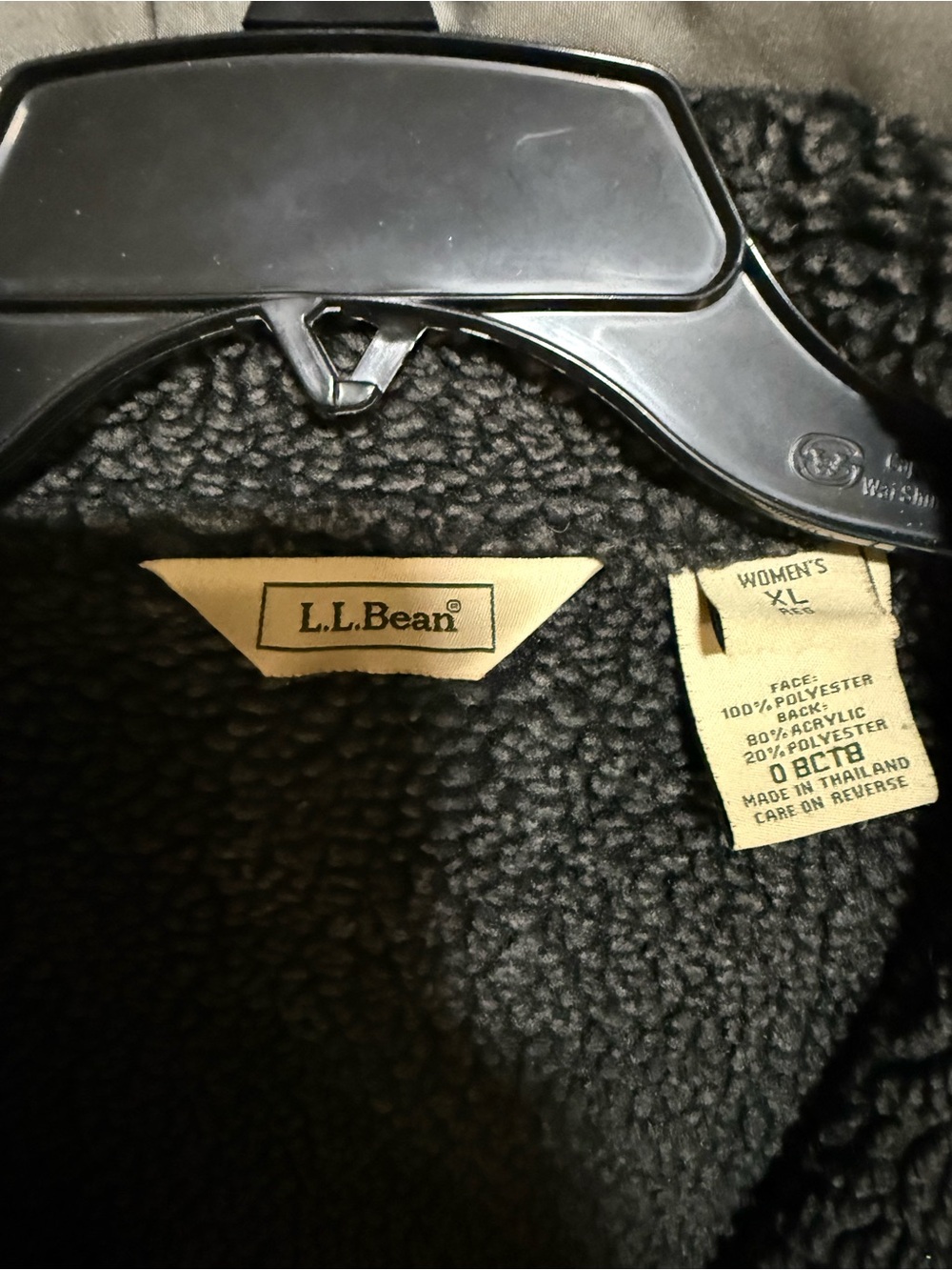 Women’s L.L.Bean Black Faux-Shearling Trim Coat - Picture 5 of 6